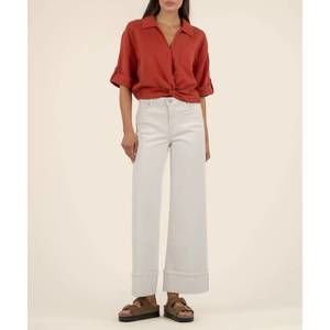 NEW KUT FROM THE KLOTH rebel-knot cuffed sleeves front shirt in burnt orange